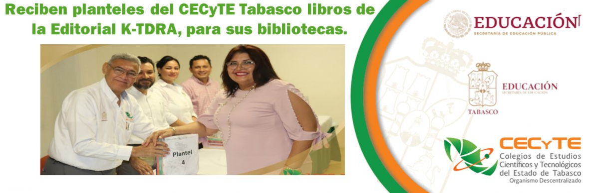 Reciben planteles del CECyTE Tabasco libros de la Editorial K-TDRA, para sus bibliotecas. 